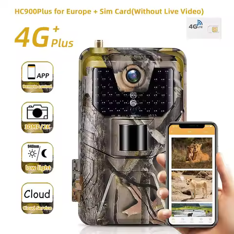 Wireless Trail Camera 30MP 2K Night Vision APP Control 4G Mobile Wildlife Hunting Photo Trap Cloud S