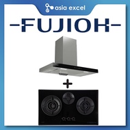 FUJIOH FR-MT1990R 90CM CHIMNEY HOOD + FUJIOH FH-GS7030 SVGL 3 BURNER INNER FLAME GLASS GAS HOB