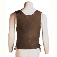 Medieval Knight Warrior PU Leather Vest Tabard Tops Viking Pirate Gladiator Cosplay Costume Cuirass 