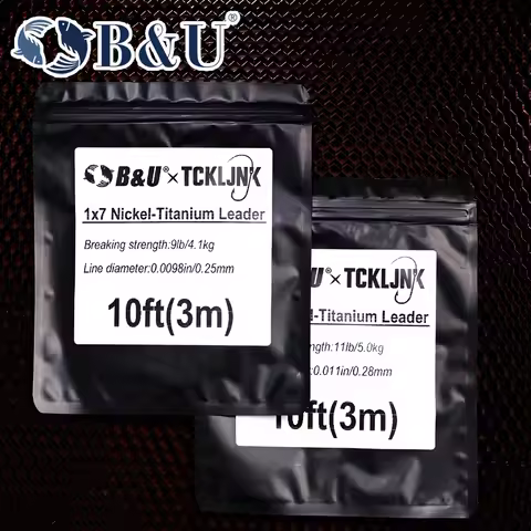 B&U Nickel Titanium Leader Wire 0.28mm Soft Knotable Predator Fishing Trace for Pike Musky Zander