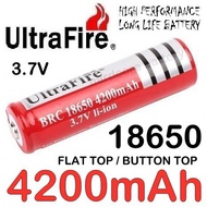 ORIGINAL 4200mAh UltraFire 18650 3.7V Rechargeable Battery Flat top / Button top Li-ion Lithium 4.2V Flashlight fan lamp