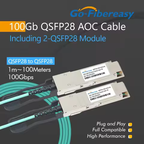 100Gb QSFP28 AOC Cable 1m~100m 100Gbps QSFP28 to QSFP28 Active Optical Cable For Cisco,MikroTik,Juni