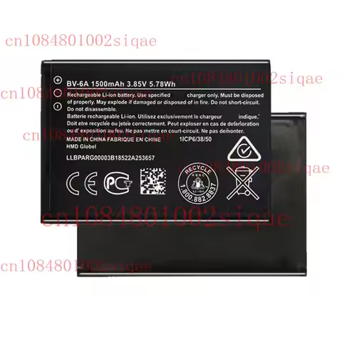 Replacement Li-ion Battery BV-6A for Nokia 2720 V Flip TA-1295 1600mAh 3.85V