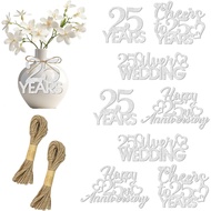 24Pcs 25th Wedding Anniversary Tags Glitter Silver Cheers to 25 Years Tag Happy 25th Anniversarys De