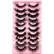 HBZGTLAD Soft Mink Eyelashes 3D Curl Winged End Eye Elongated Fake Lashes Thick Handmade Natural Fal