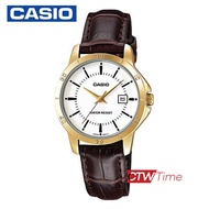 Casio Standard นาฬิกาข้อมือผู้หญิง สายหนัง รุ่น LTP-V004GL-7AUDF (หน้าขาว)