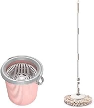 Mop,Spin Mop and Bucket Combination Sets Stainless Steel 360° Spinning Single Barrel Washing and Dehydrating 2 in 1 Anniversary
