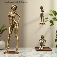 【NEW】 Alloy Finish Feminine Statue Exquisite Handcraft Retro Aesthetic Decor for Home Office Cubicle