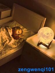 亞馬遜爆款月球燈創意小夜燈USB充電月球燈DIY星球燈感應床頭臺燈