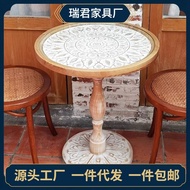 Retro B & French Side Net Old Corner Medieval Table Sofa Small B Round Table Carved Balcony Making C