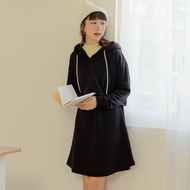 OB Fun Hundred Tee.two-Piece Hooded Sweatshirt Vest Skirt Middle Dress < DA9499 >