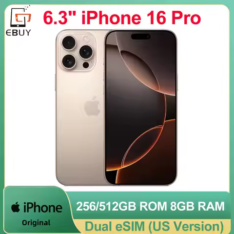 6.3" Apple iPhone 16 Pro Dual eSIM Cell Phone A18Pro 256/512GB Retina XDR OLED Face ID 5G Smartphone
