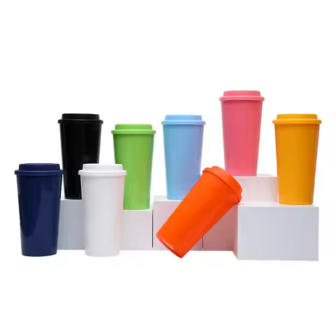 insulated 473ml 480ml 16oz double wall plastic coffee cup travel coffee mug to go
