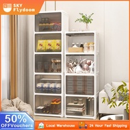 Storage Cabinet Foldable Transparent Magnetic Door Flip Top Kitchen Cabinet Storage Box Plastik Almari Baju Kabinet Loke