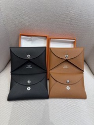 Hermes calvi duo Card Holder 卡包黑銀/金棕 full set with copy receipt