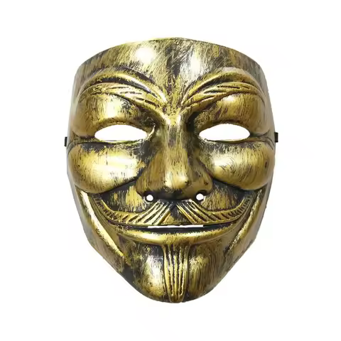 V For Vendetta Mask Killer Guy Fawkes Bronze Gold Masks Halloween Masquerade Silver Mask Movie Cospl