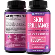 Glutathione Capsules - 1,500mcg L-Glutathione Supplement with Vitamin C - Skin Tone Enhancer - Targe