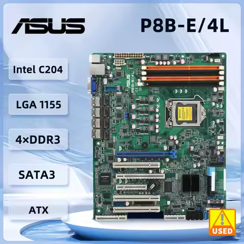 Asus P8B-E/4L Server Motherboard Intel C204 Socket 1155 DDR3 32GB USB2.0 VGA ATX support E3-1200 E3-