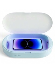 1個uv-clean Box光解箱,藍白色,usb可攜式消毒器,適用於手機/珠寶/牙刷/指甲工具的消毒,適用於沙龍和家庭使用
