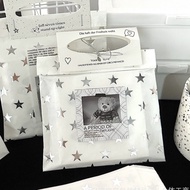 Set of 20 White Paper Bags with Silver Stars for Gifts Size 13x18cm - Reply97s