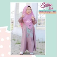 Gamis Anak 5 Tahun ZELINE KIDS WOLLYCREPE 5 - 8 Tahun Baju Muslim Kondangan Anak Set Hijab