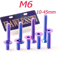 FLAWLESSTI M6×10-50 Gr5 Titanium Countersunk Head Titanium Bolt For Xmax 300 Nmax V1 V2 155 PCX 160 
