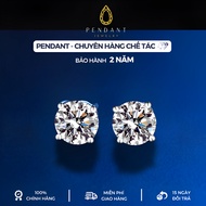 Women's Classic 4-Nail Silver Earrings with White Gold 6,5 Cups - PENDANT Brand - Inspection Certifi