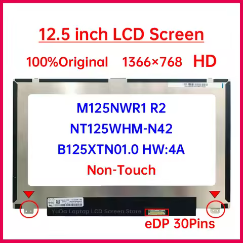 12.5" Laptop LCD Screen NT125WHM-N42 M125NWR1 R2 B125XTN01.0 HW:4A For Dell Latitude 5280 5290 7280 