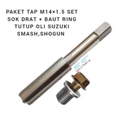Tap set sok drat set baut tutup oli mesin bawah motor suzuki smash shogun drat baut 14