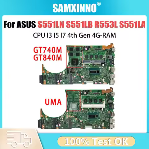Notebook S551L Mainboard For ASUS S551LN S551LB R553L S551LA Laptop Motherboard CPU I3 I5 I7 4th Gen