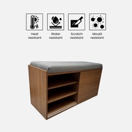 VHIVE Vernetta 100cm Pine Sliding Shoe Bench with Cushion