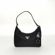 PRADA Hobo腋下包黑色尼龍銀扣肩背包