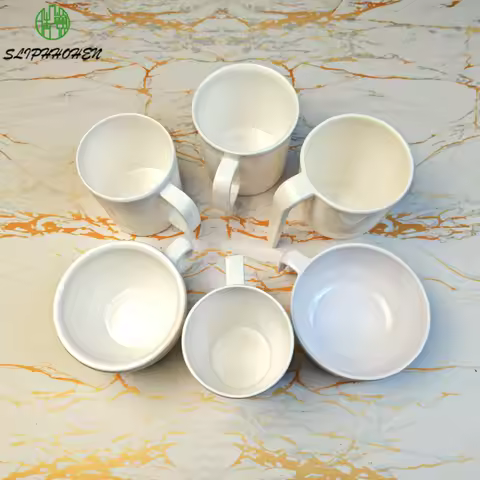 White Round Coffer Mug Kitchenware 100% Melamine Water Cup Restaurant Tableware Imitation Porcelain 