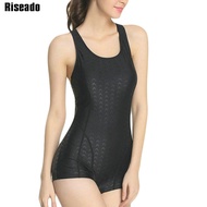 Riseado Sports Swimsuits 2022 New Solid Bodysuit Women Racerback Swimwear Boyleg Women's Rashguard Surf Swimming Suit