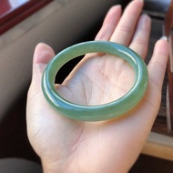 天然和田玉碧玉手鐲 瓷白貓眼 老坑料 質地溫潤 圈口57mm