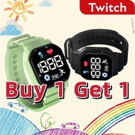 (2 pcs Led Watch )Twitch Children SmartWatch Boys Girls Silicone Kids Smart Watch Strap Electronic Waterproof IP67 Students Digital LED Wristwatch