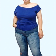 PLUS SIZE ASSYMETRIC RUCHED TOP BEST FIT XXL-4XL PREMIUM COTTON SPANDEX FAB DOUBLE LINING FRONT AND