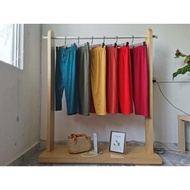 Seluar 3 Suku Saiz  Besar Plus Size S-6XL Cotton Plain Jalur Garis Kelabu Hitam