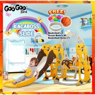 GOOGOO BIRD KACABOSS Premium Slide 170cm Extra Long 3 in 1 Slide and Swing With Guardrail Papan Gelo