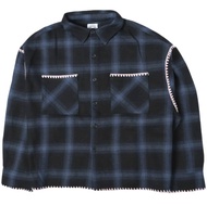 B omnivore 26SS HAND STITCH SHIRT 26S-SHL223-BV L BLUE Long Sleeve Plaid Flannel BEAVER Top [Pre-own