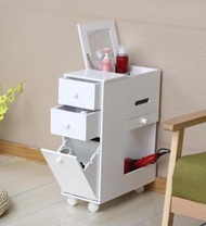 帶轆迷你梳妝枱-床頭櫃臥室小戶型化妝桌簡約多功能翻蓋化妝收納櫃(T0376)