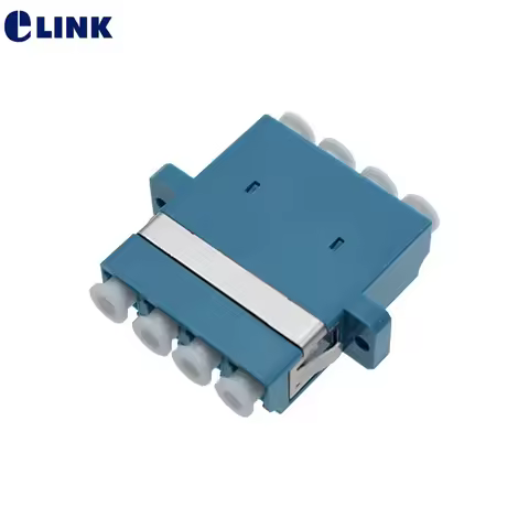 50pcs LC Quad fiber optic adapter Single mode Blue SM quad FTTH coupler 4 cores LC/UPC connector ELI