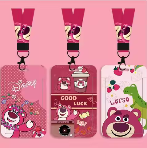 New Lotso Cartoon Lanyard Card Holder Keychain Student Hanging Neck Phone Lanyard Badge Subway Acces