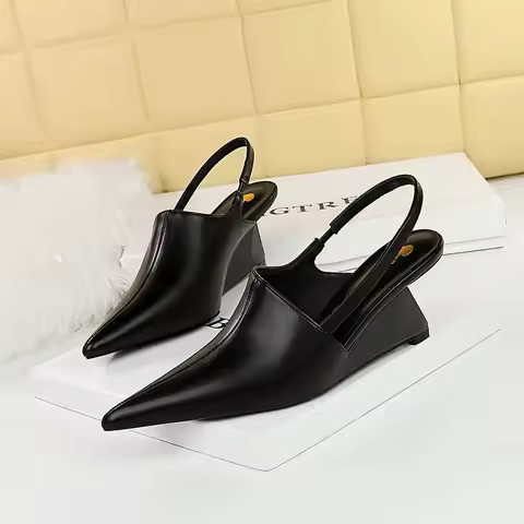 Mules compensées pour femmes, Chaussons de luxe pour femmes, Mocassins à talons carrés, Talons moyen