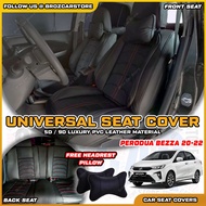 💺 For Perodua Bezza 20-22 PVC Luxury Car Seat Mat Bezza Seat Cover Cushion 5D 9D Black Red Sarung Lapik Kusyen Kereta
