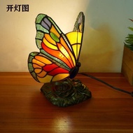 European-Style Creative Three-Dimensional Butterfly Study Bedroom Bedside Lamp Colored Glass Decorative Lamps