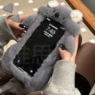 手机壳Compatible with Apple 17Pro Max phone case IP16 lens film 15. Fashionable适用日韩可爱毛绒憨憨苹果15iphone17手机