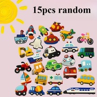 15pcs Transport Tool Taxi Bicycle Bus Fridge Magnets Car Rocket Truck Whiteboard Sticker Refrigerato