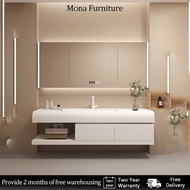 Creamy Style Bathroom Cabinet Vanity Cabinet Set Wash Basin Minimalist Toilet Mirror Cabinet 60cm/70