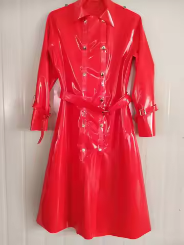 100% Latex Rubber Gummi Lange Mantel Wind Breaker Coat Unique